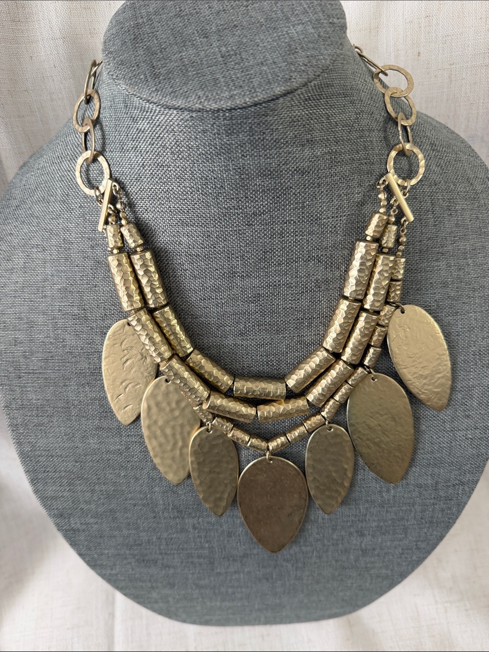 Chico’s Gold Statement Multi-Strand Pendant Necklace